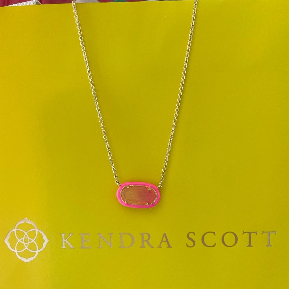 Elisa 14k Gold-plated Brass, Enamel & Glass Pendant Necklace In Sunset